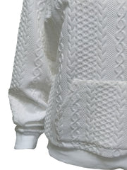 Twist Pattern Kangaroo Pocket Sweatshirt Crew Neck For Fall & Winter
