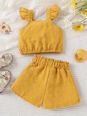 2pcs Baby Girls Fly Sleeve Camisole Top & Shorts Set Clothes