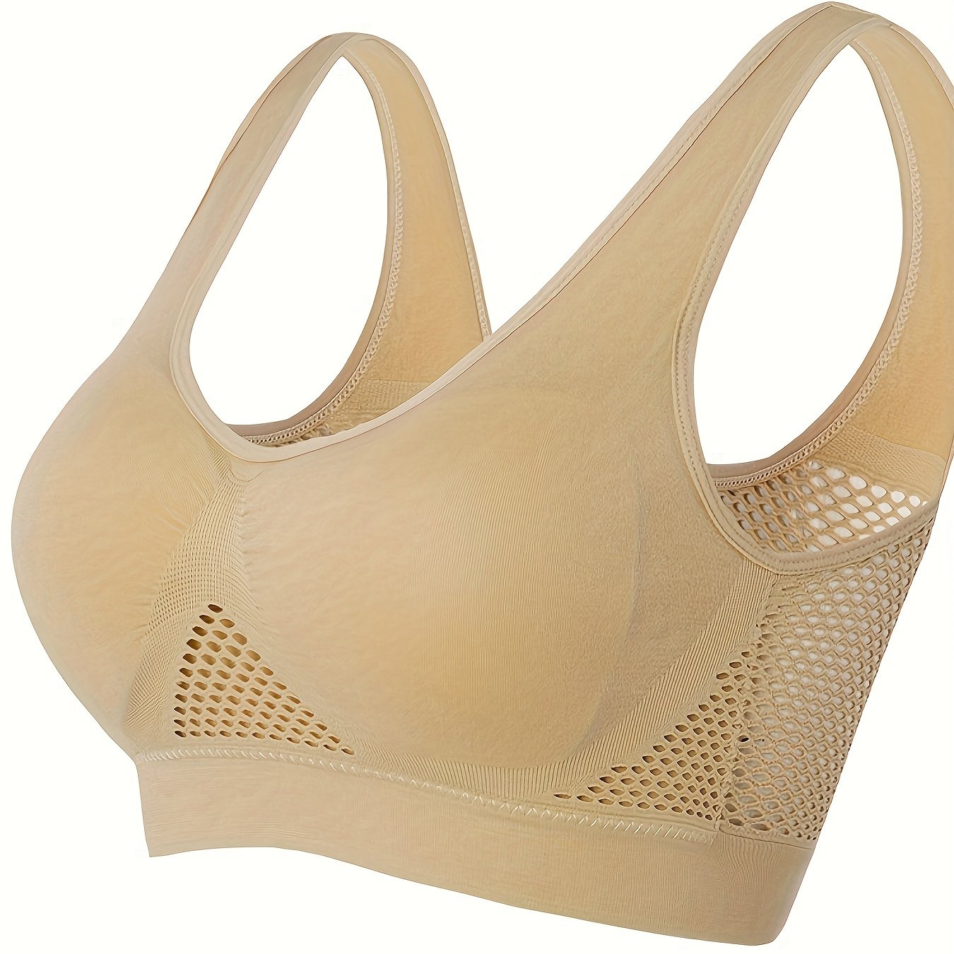 Plus Size Sports Bra Women's Plus Breathable Wireless Fitness Tank Bra