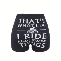 Letter & Graphic Print Skinny Shorts for Women
