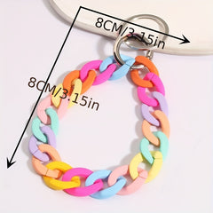 Y2K Block Bracelet Keychain Acrylic Key Ring Purse Bag Backpack Charm