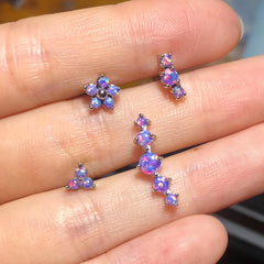 Opal Tragus Nose Ring Surgical Steel Cartilage Piercing