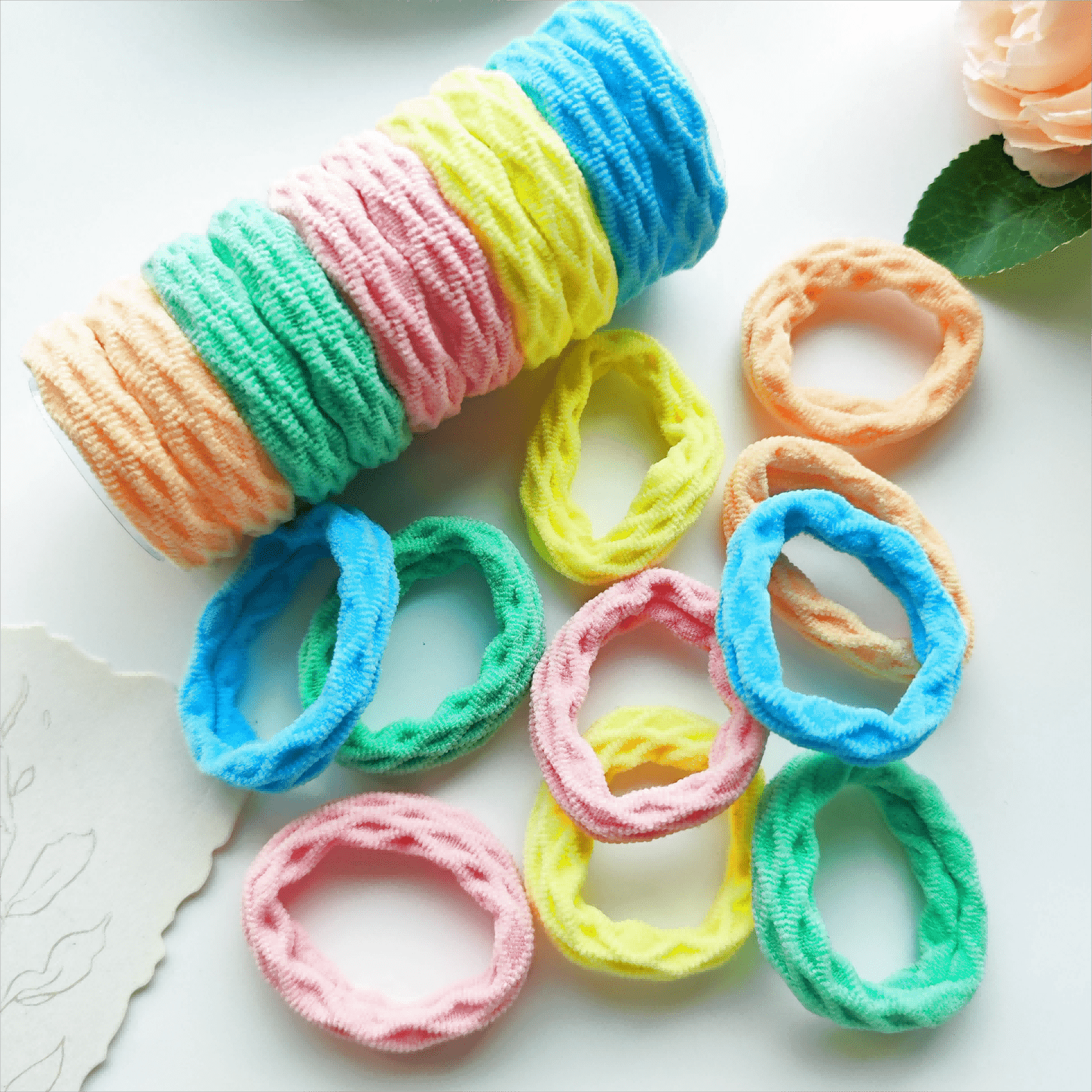 20pcs Colorful Elastic Hair Ties Hair Accessories Girls Ladies