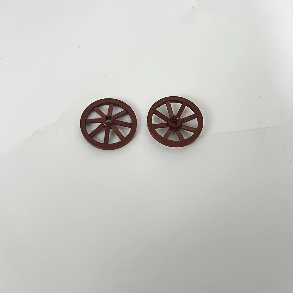 2 Pack Building Block Wheels in Dark Brown & Yellow