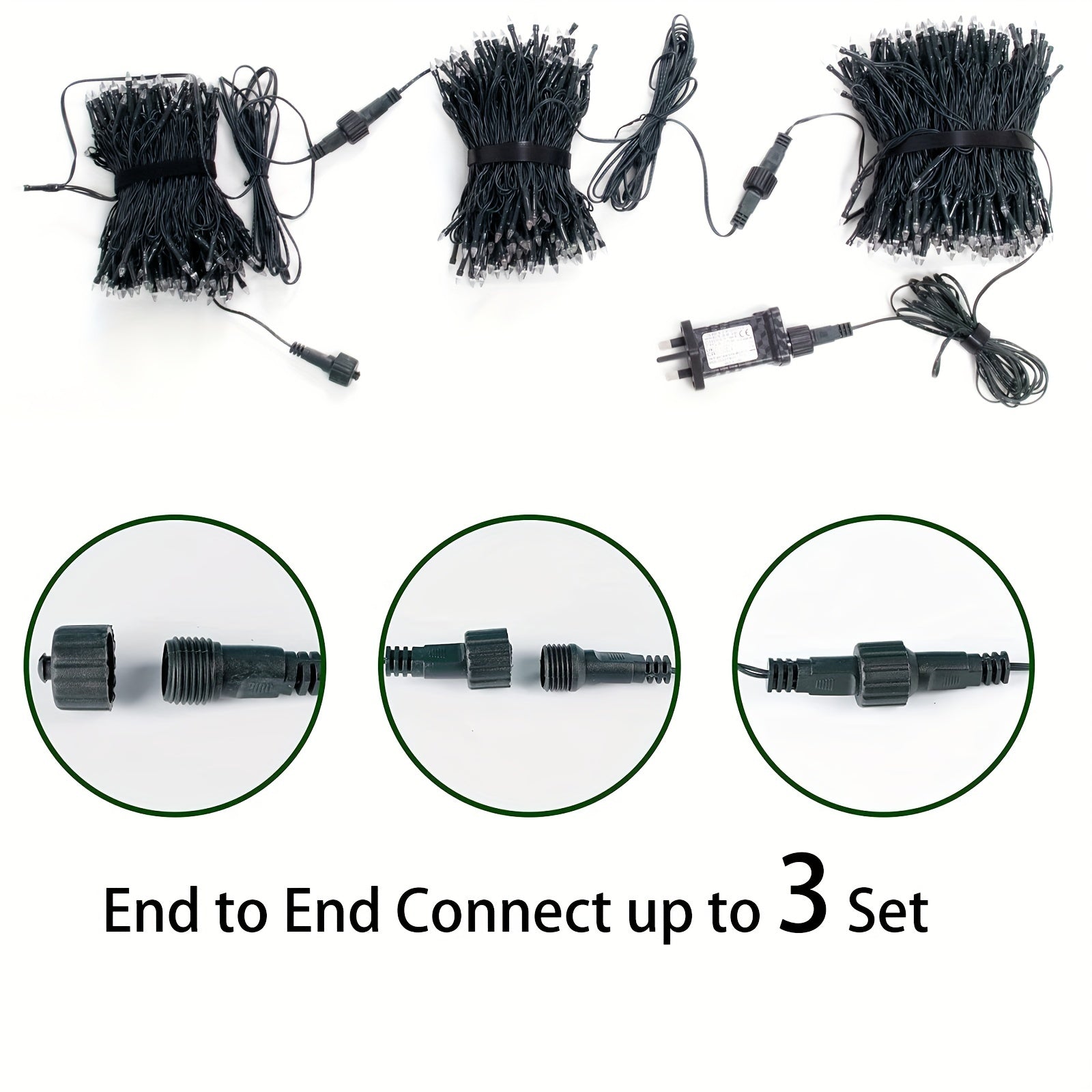 Christmas String Lights 20 12m 200LED Plug End 8 Modes Outdoor Indoor Fairy Ligh