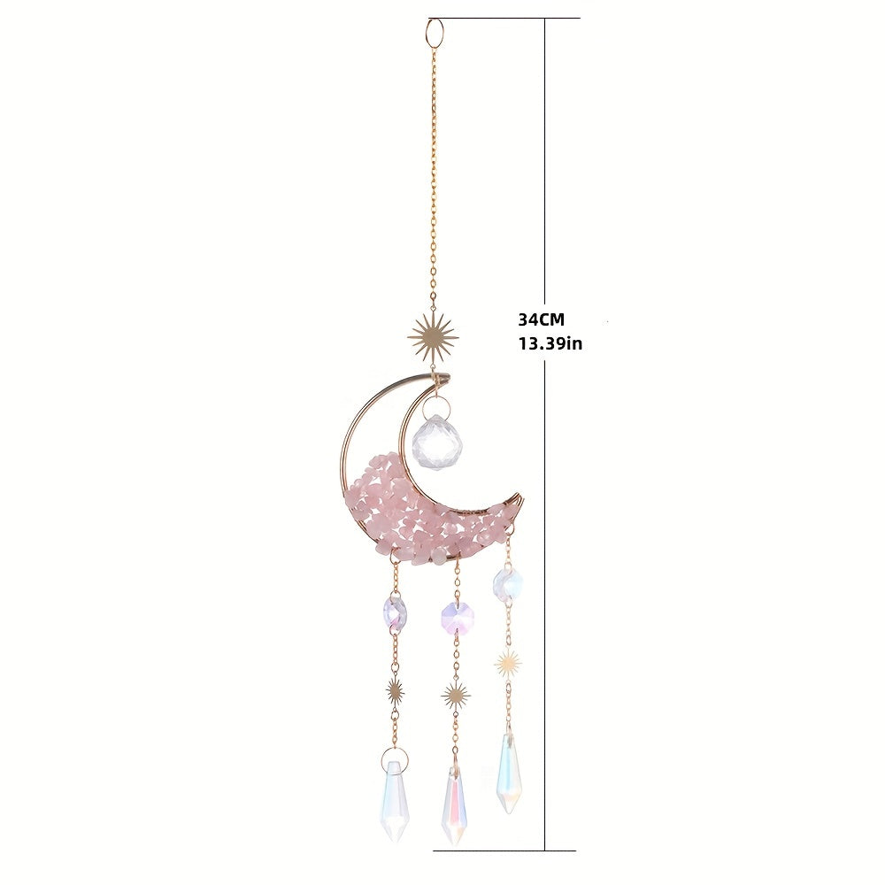 Moon Crystal Suncatcher Rose Quartz Rainbow Maker