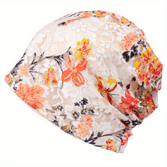 Floral Print Baggy Slouchy Beanie Chemo Cap Lightweight Skullies Cap