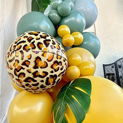 116pcs Jungle Animal Theme Party Balloons - Green Yellow Leopard Print Balloons