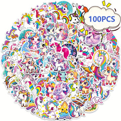 100pcs Rainbow Horse Cartoon Unicorn Stickers