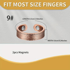 2pcs Copper Magnetic Rings with 3500 Gauss Magnets, Adjustable Copper Finger Rin
