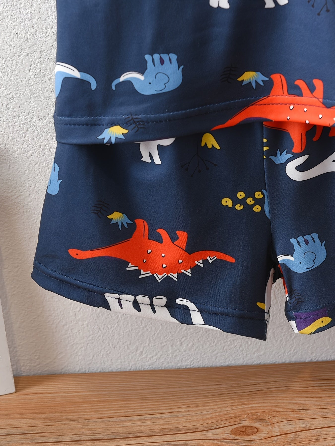Boys Dinos Print Casual Outfit Tee & Shorts Kids Summer Sets