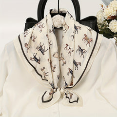 70 1cm Horse Print Scarf Square Satin Shawl Sunscreen Head Wrap