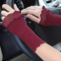 Breathable Mesh Sleeve Wrist Decoration Fingerless Gloves