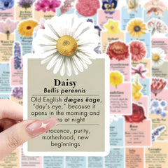 50pcs Flower Language Graffiti Stickers Laptop Helmet Water Cup DIY Sticker Pack
