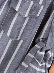 Striped Long Sleeve Button Up Shirt Dress