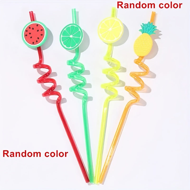 4pcs Reusable Fruit Drinking Straws For Kids Birthday Party
