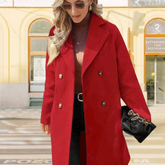 Double Breasted Peacoat Lapel Long Sleeve Outerwear