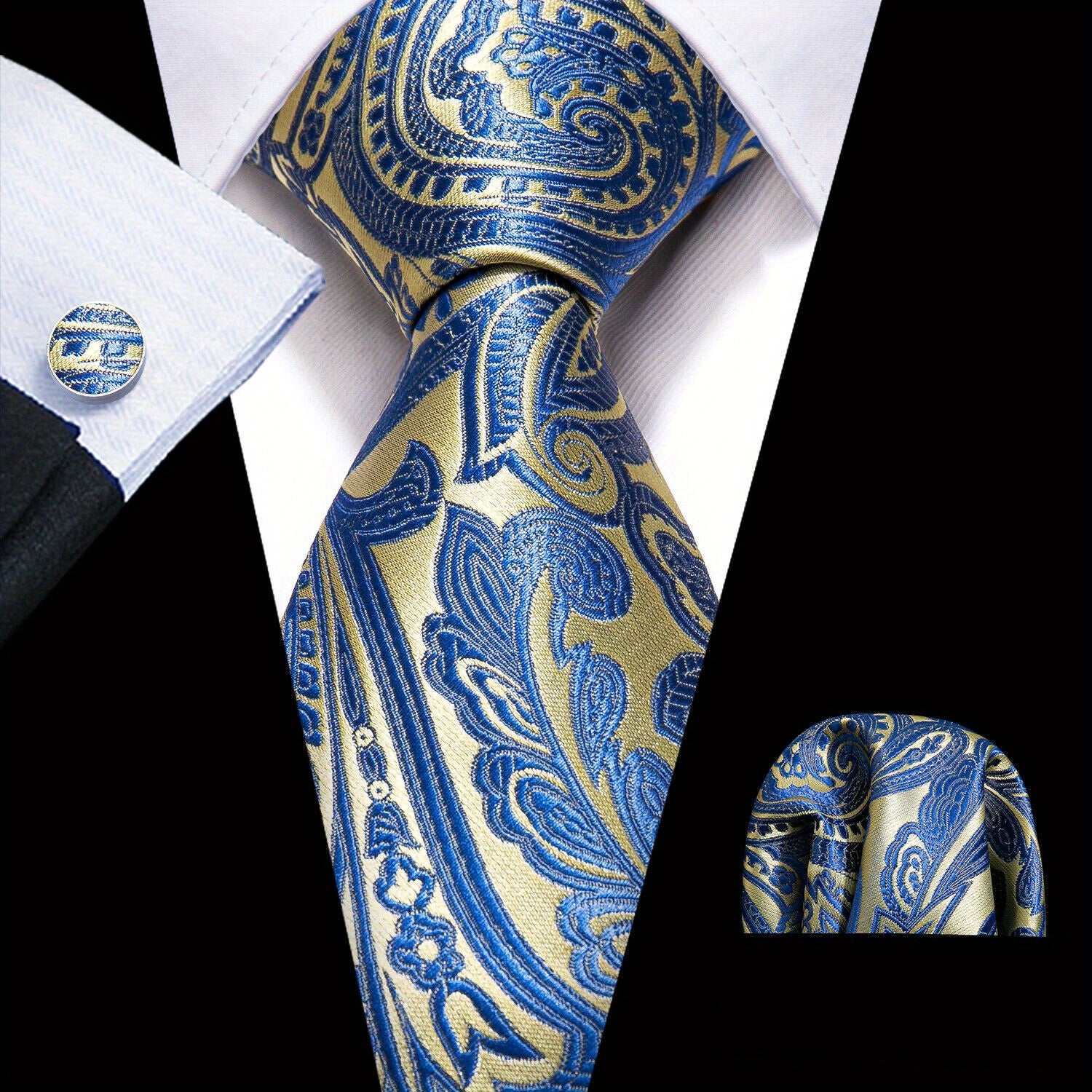 Men's Paisley Silk Tie Set Wedding Accessories Gift