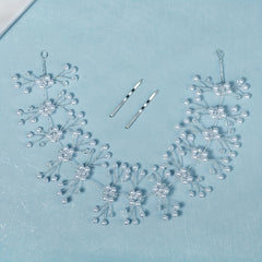 Bridal Flower Head Piece Faux Pearl Hairband with Bobby Pin