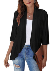 Ruffle Eyelet Cardigan 3/4 Sleeve for Women