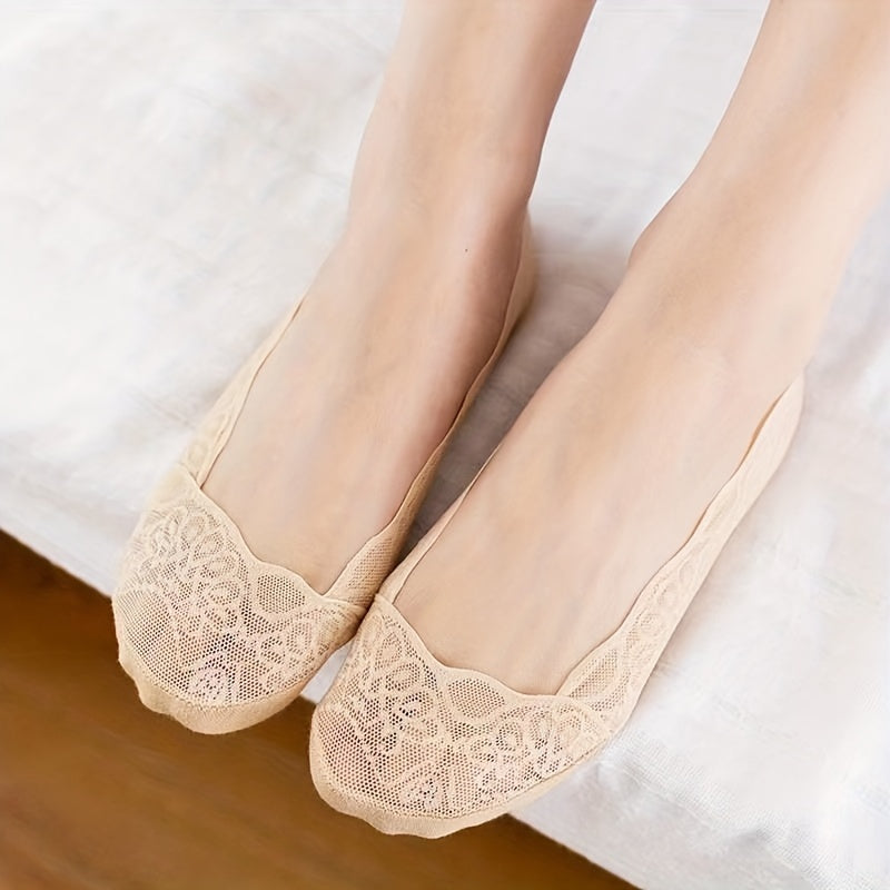 5 Pairs Lace Mesh Ankle Socks Women's Stockings