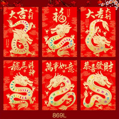 6pcs Year Dragon Red Envelope Cartoon Dragon Zodiac 3D Lucky Money Envelope