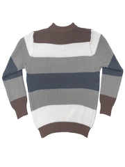 Men's Retro Knitted Sweater Warm Striped Pullover