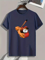 Dog Playing Baseball Pattern Print Men's Sports T-shirt