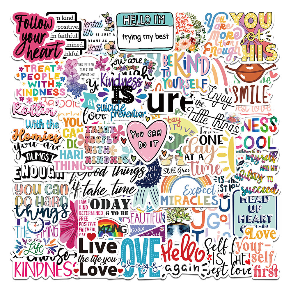 52 Inspirational Doodle Stickers Self Adhesive Waterproof for Phone Notebook