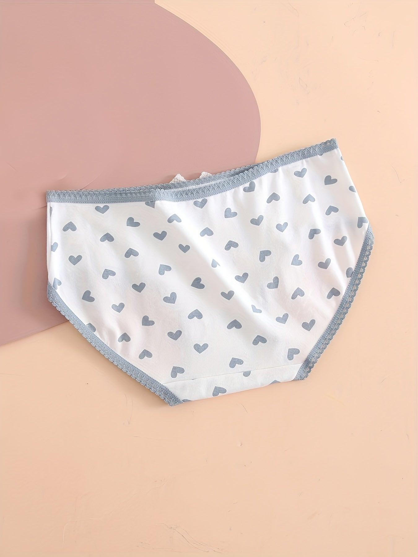 5pcs Heart & Plaid Print Briefs Comfy Intimates Panties