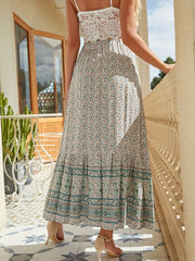 Floral Print Drawstring Skirt Boho Skirt For Spring & Summer