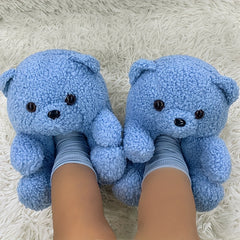 Girls' Cartoon Bear Slip On House Shoes - Non Slip Soft Bottom Shoes for Indoor