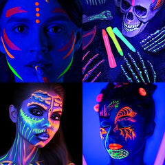 Glow In The Dark Face Paint Set Halloween Party Makeup Non Toxic