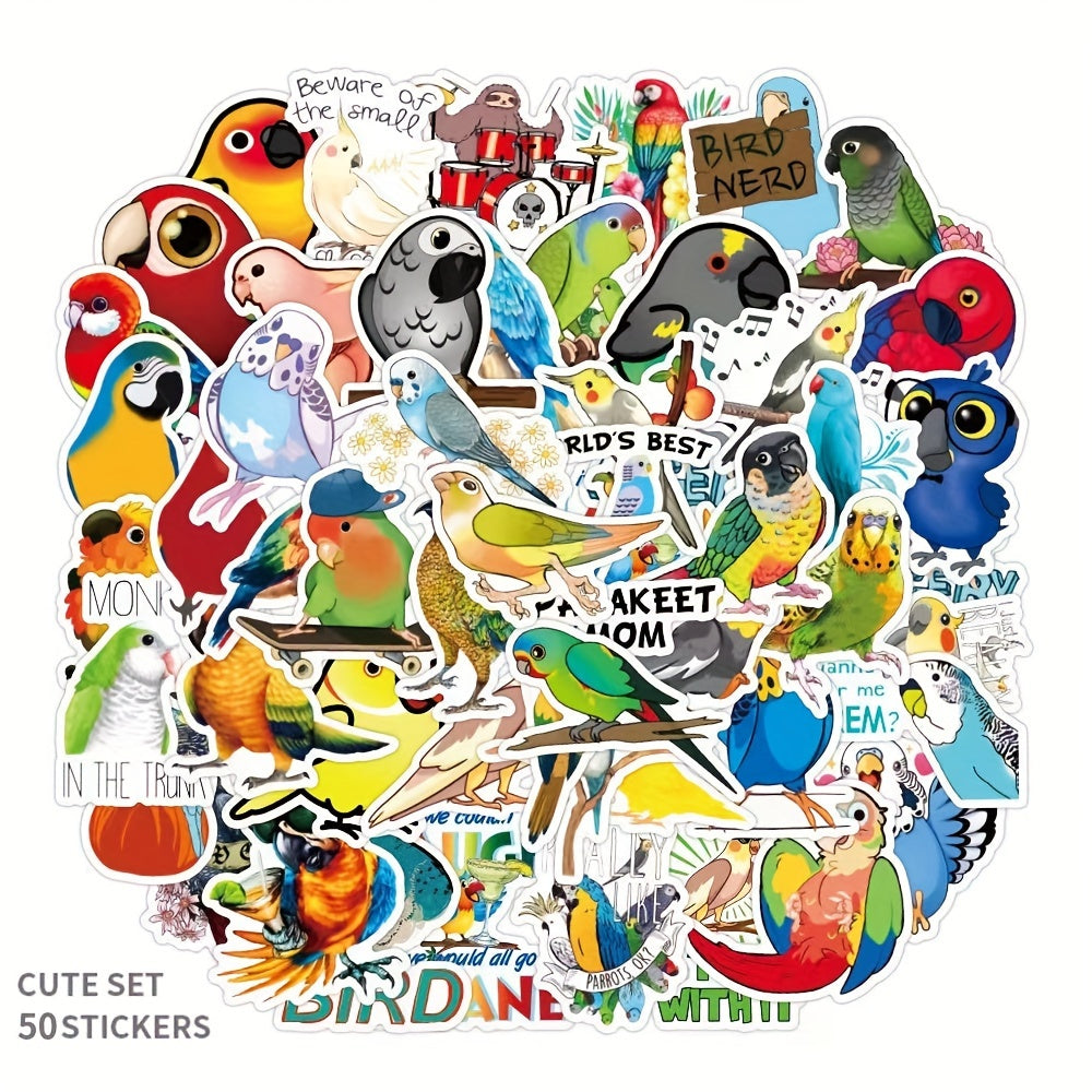50pcs Parrot Stickers Flying Animal Luggage Car Laptop Scooters Graffiti Sticker