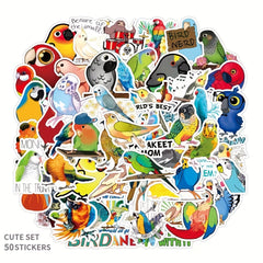 50pcs Parrot Stickers Flying Animal Luggage Car Laptop Scooters Graffiti Sticker
