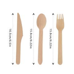 100pcs Wooden Tableware Set Disposable Fork Spoon Western Steak Cutlery