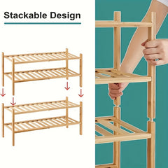 3 Tier Bamboo Shoe Rack Organize Shoes Clothes with Ease
