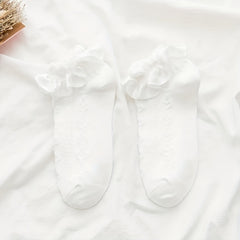 3 Pairs 3D Textured Ruffle Socks Sweet & All match Short Socks Women's Stockings