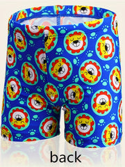 Boys Lion Head Swim Trunks & Cap Quick Drying for Beach Vacation Bath