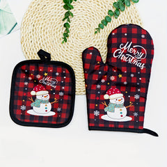2pcs Christmas Oven Mitts Heat Resistant Microwave Baking Glove