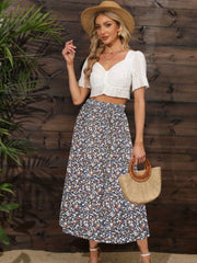 Boho Floral Print Maxi Skirts High Waist Loose Casual Skirts Women's Clothing