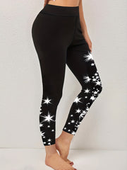 Polka Dot Print Skinny Leggings High Waist Stretchy Leggings