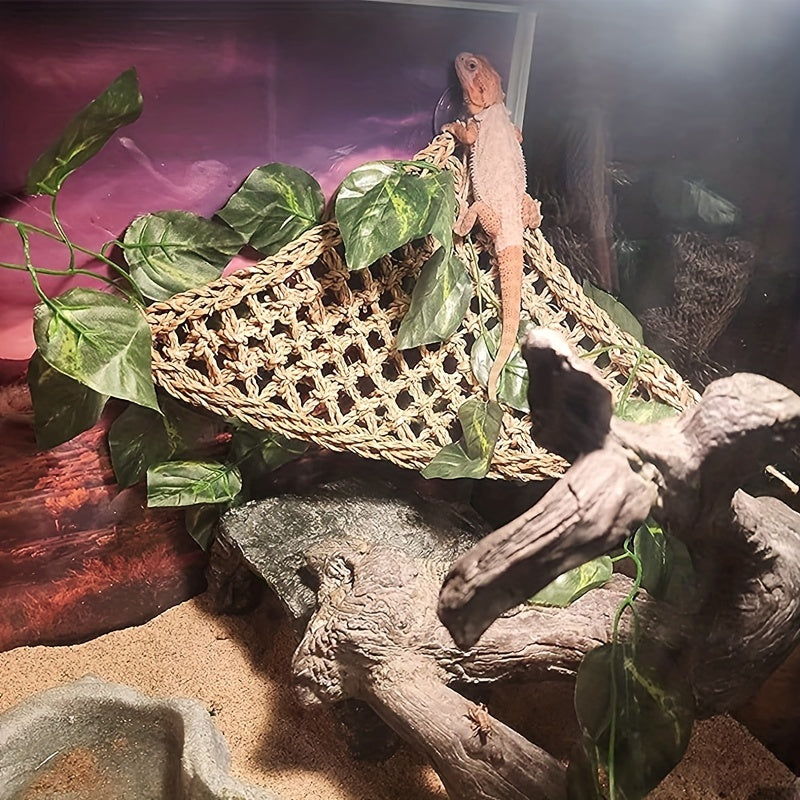 2Pcs Reptile Seagrass Hammock Lizard Lounger Tank Decor