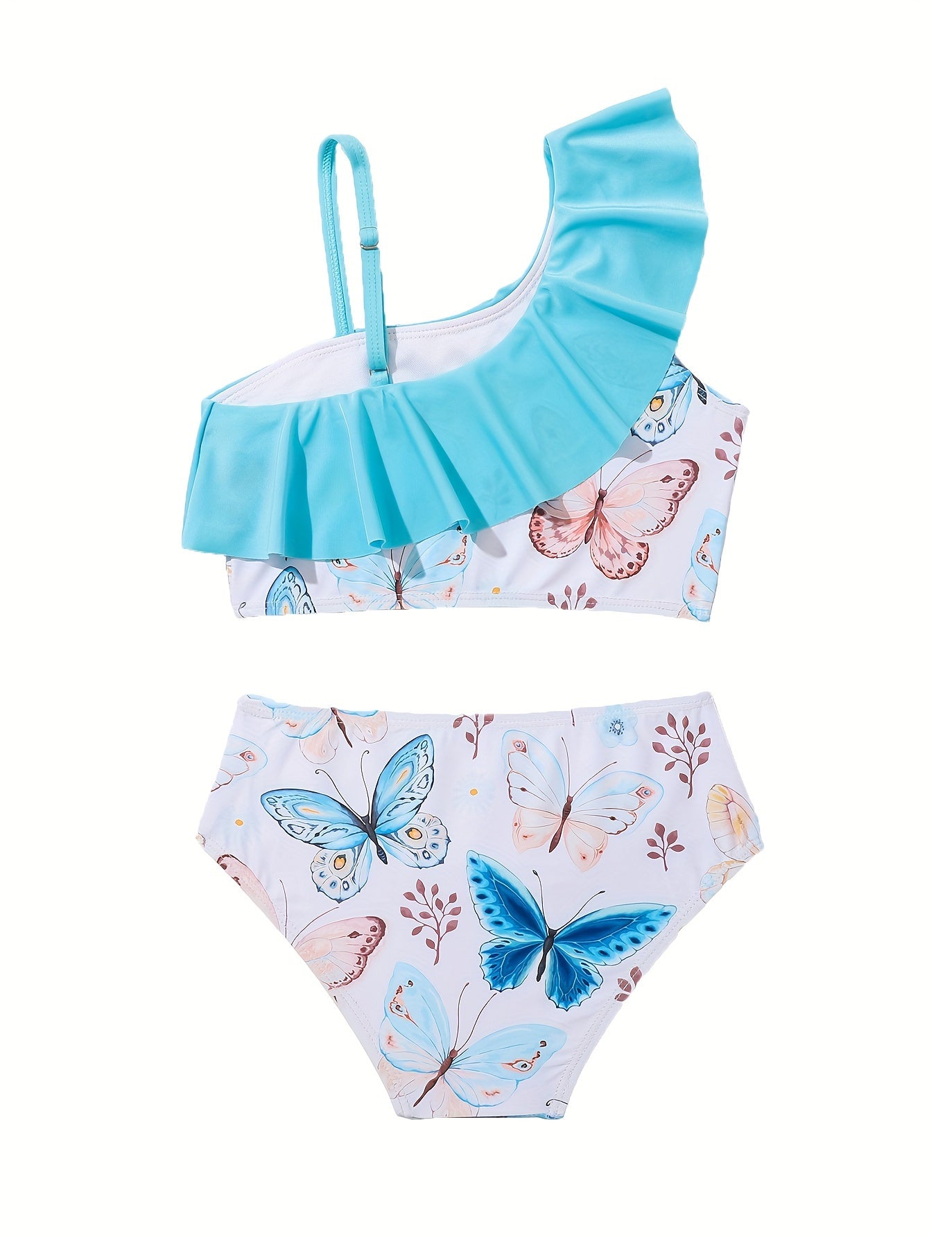 Toddler Girls Butterfly Graphic Ruffle Swimsuit Set