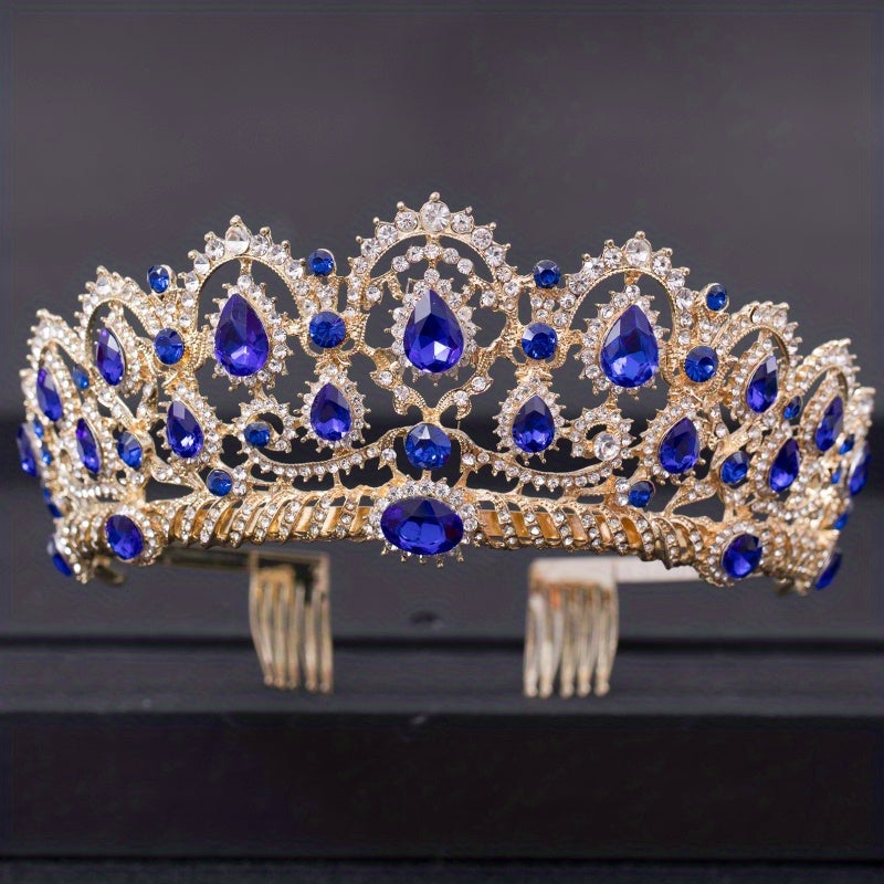 Baroque Crystal Crown Tiara Rhinestone Wedding Tiaras Women Prom Crowns