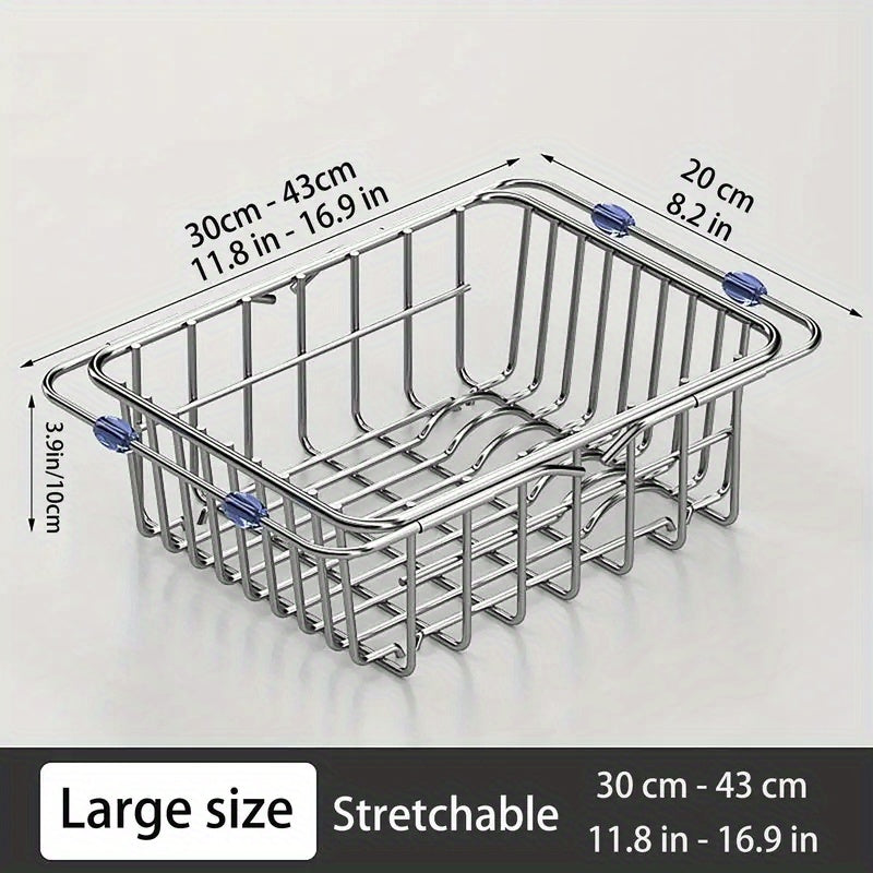 Retractable Stainless Steel Drain Basket Sink Rack