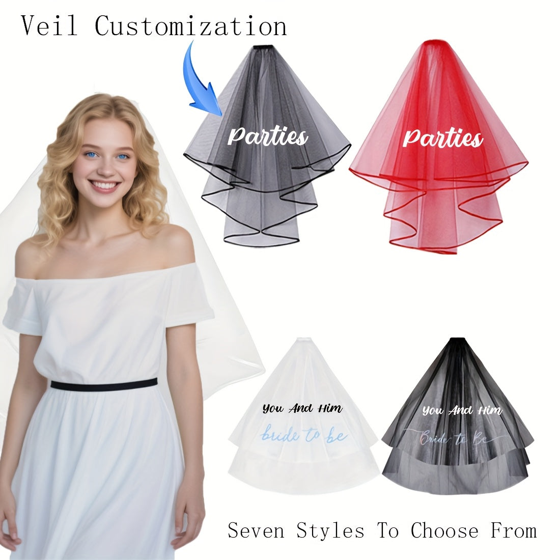 Custom Name Wedding Veil Off Shoulder Dress 7 Styles for Weddings Parties