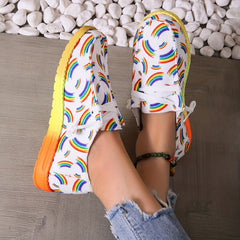 Rainbow Print Canvas Outdoor Shoes Lightweight Sneakers