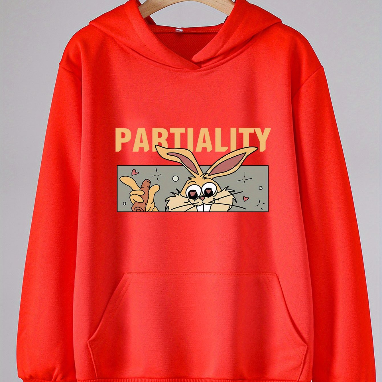 Girls Rabbit Pattern Hooded Sweatshirt Long Sleeve Pullover