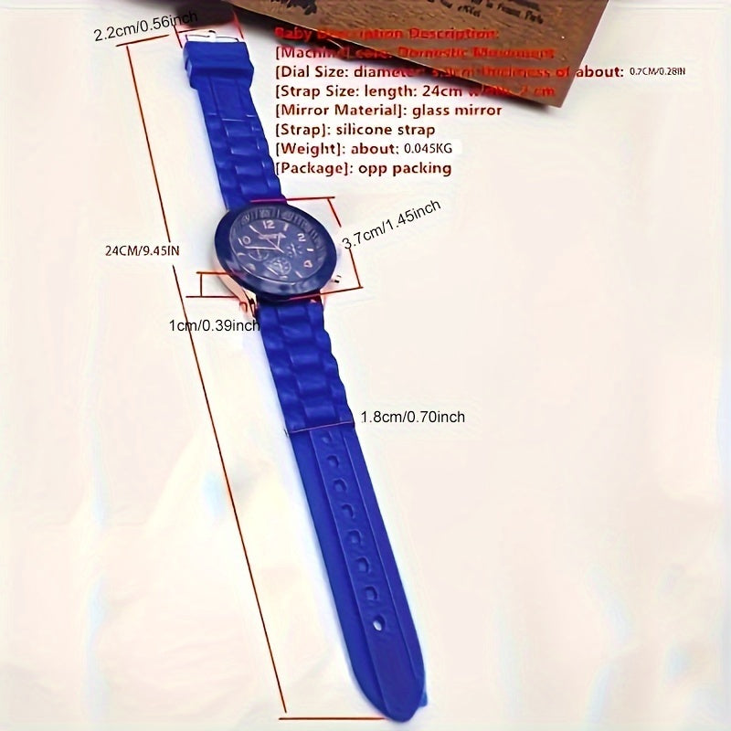 Quartz Watch with Triple Dial and Silicone Band